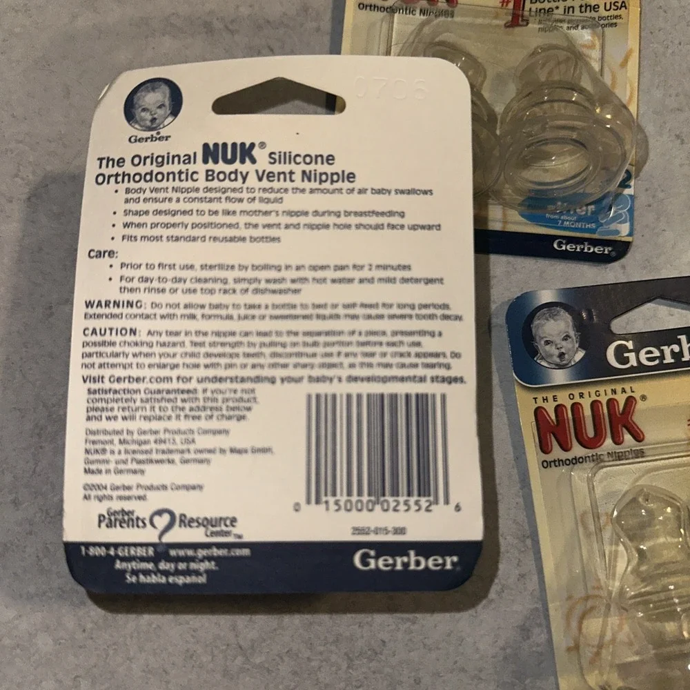 3 Packs Of 2  Gerber Nuk  Silicone Fast Flow Sz 2 Sitter From 7 month Vintage